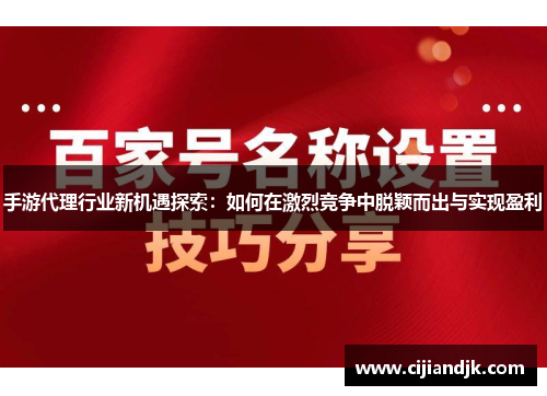 手游代理行业新机遇探索：如何在激烈竞争中脱颖而出与实现盈利